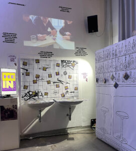 Sticker Kampagne Installation der Ausstellung